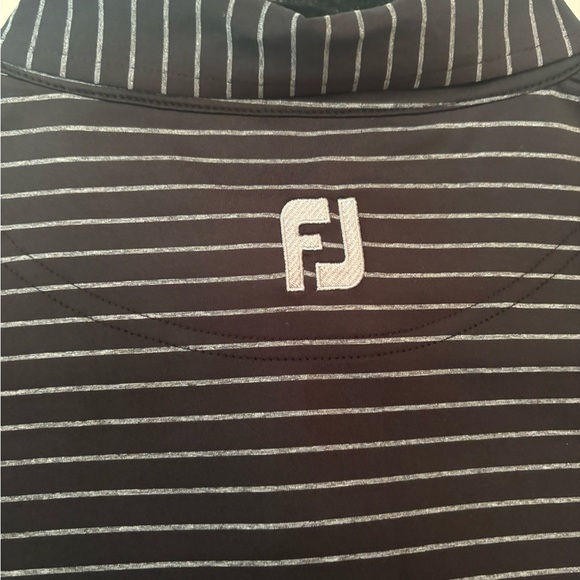 FootJoy Striped Golf Polo Shirt Men’s XL Athletic Fit Black Gray Performance - Picture 5 of 5